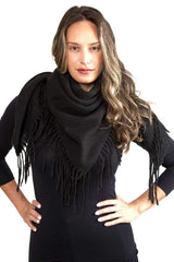 Solid Color Blanket Scarf With Fringes