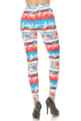 Tie Dye Printed High Waisted Leggings With Elastic Waistband