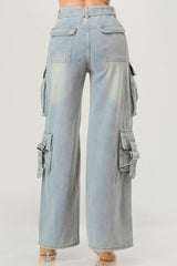 Belted Denim Cargo Jean