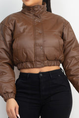 Snap Button Padded Crop Jacket