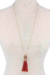 Teardrop Shape Tassel Pendant Necklace