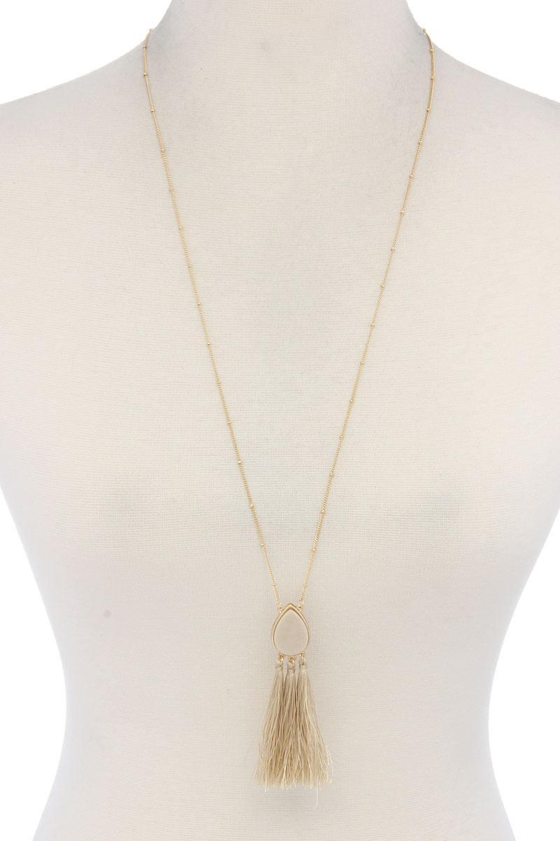 Teardrop Shape Tassel Pendant Necklace