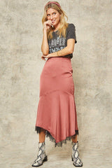 A Solid Woven Midi Skirt