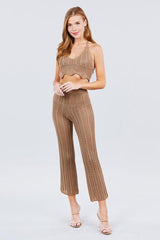 Flare Long Fishnet Sweater Pants