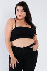 Plus Size Open Stripe Back Cami Strap Athletic Lounge Bra