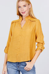 V-neck Button Down Woven Top