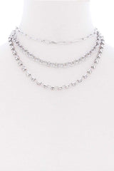 3 Layered Multi Metal Chain Necklace