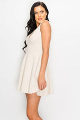 V-neck Back Cutout Skater Dress