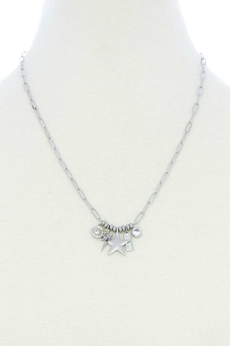 Dainty Star Lighting Bolt Charm Metal Necklace