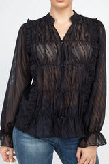 Semi Sheer Ruffle Blouse