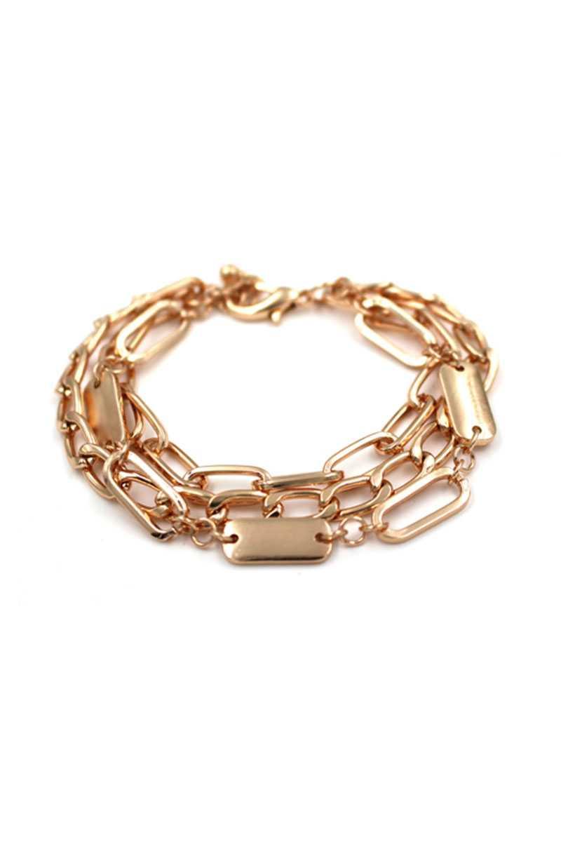 Oval Link Layered Metal Bracelet