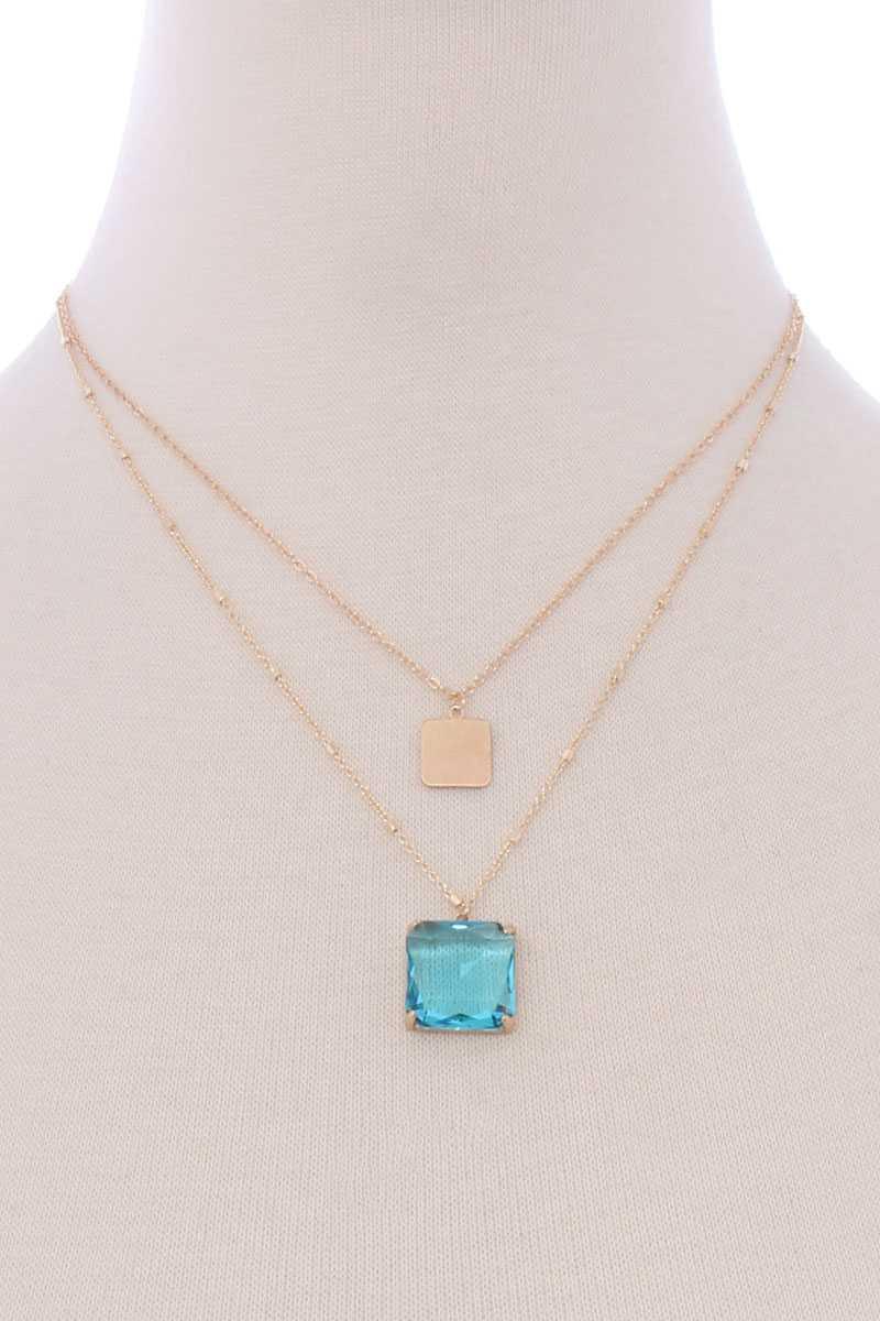 2 Layered Square Pendant Necklace