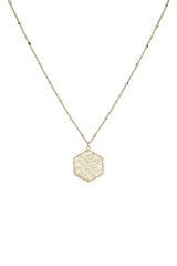 Fashion Pearl Wraps Hexagon Pendant Necklace