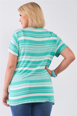 Plus Striped And Distressed Cut-out Top