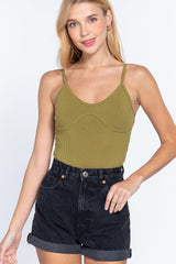 Bust Detail Cami Rib Bodysuit