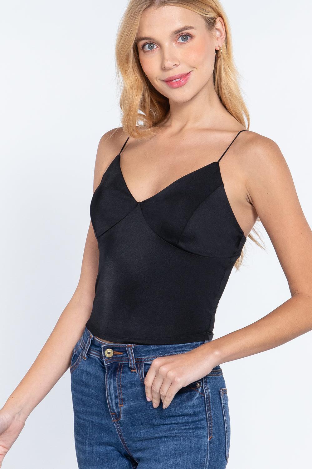 Crop Cami Satin Knit Top