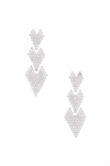 Triple Rhinestone Heart Earring