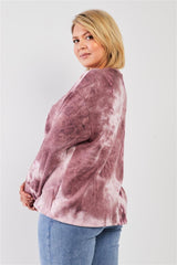 Mauve & Purple Tie-dye Bleach Effect Graphic Print Detail Long Sleeve Sweatshirt