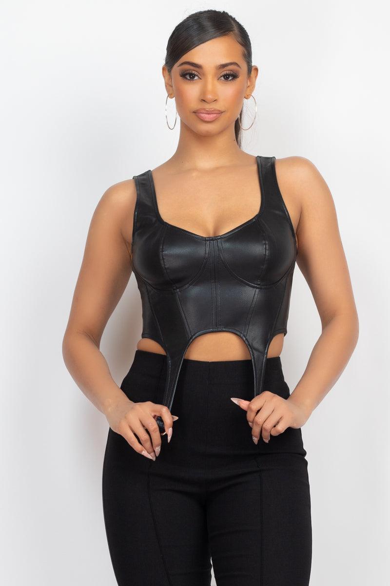 D-ring Sweetheart Bustier Leather Top