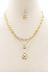 Double Coin Charm Layered Necklace