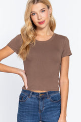 Short Slv Crew Neck Rib Crop Top