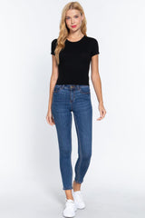 Short Slv Crew Neck Rib Crop Top