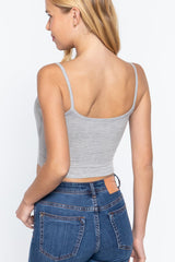 Round Neck W/removable Bra Cup Cotton Spandex Bra Top