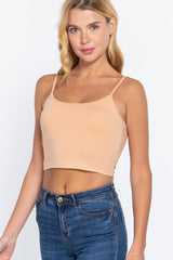 Round Neck W/removable Bra Cup Cotton Spandex Bra Top