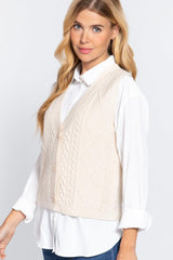 V-neck Cable Sweater Vest Cardigan