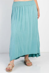 Plus Sage Smocked Waist Maxi Skirt