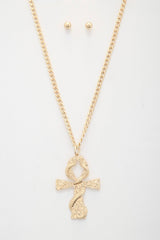 Snake Wrap Cross Pendant Curb Link Necklace