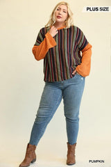 Novelty Knit And Solid Knit Mixed Loose Top