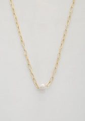 Pearl Bead Oval Link Necklace