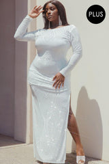 Patterned Rhinestone Plus Size Maxi Dress