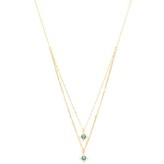 Double Star Crystal Layered Necklace