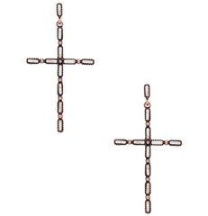 Multi Stone Pattern Cross Metal Earring