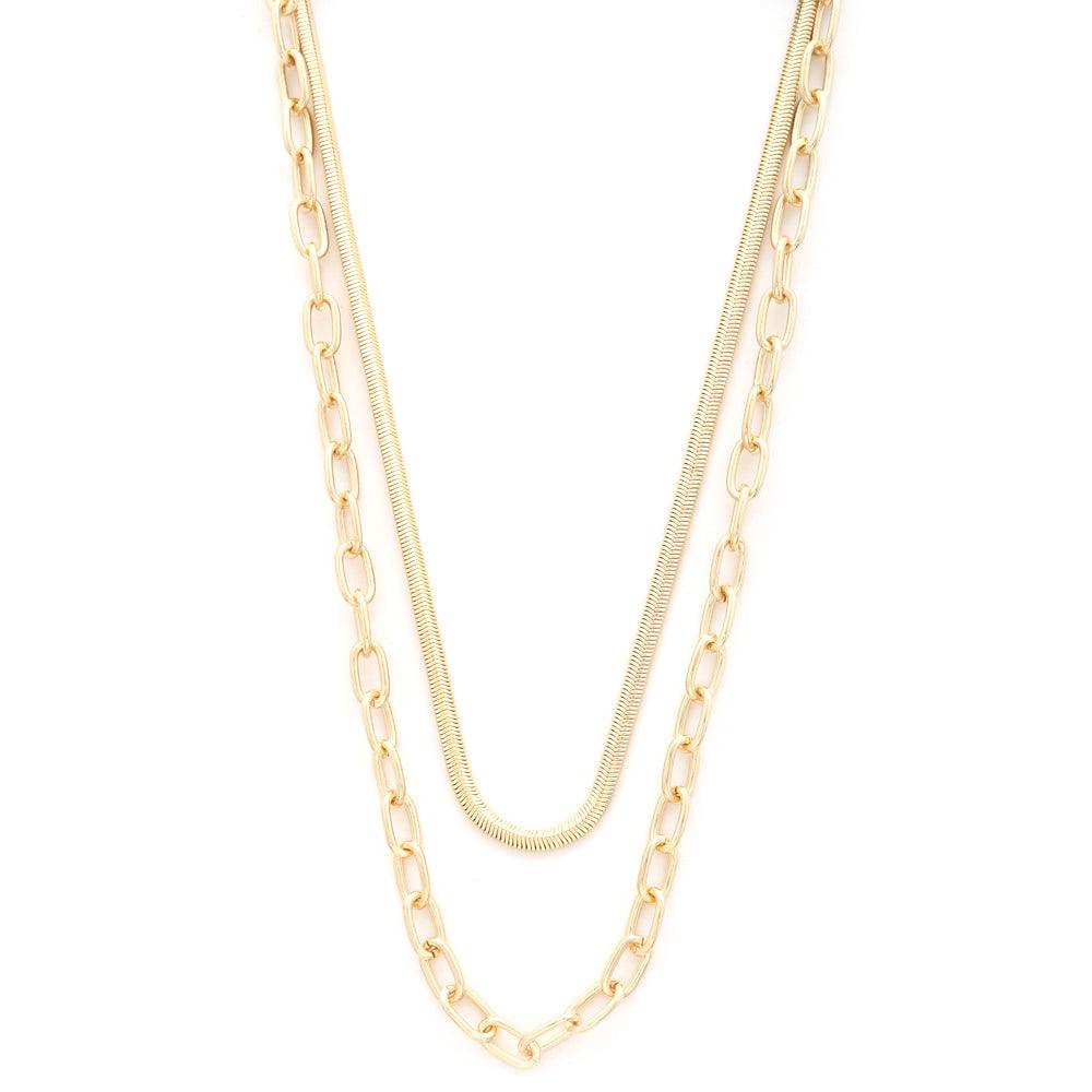 Flat Snake Oval Link Layered Necklace