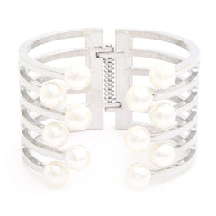 Gold Plated Metal Pearl Cuff Bracelet