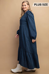 Plaid Button Down Hi - Low Hem Maxi Dress